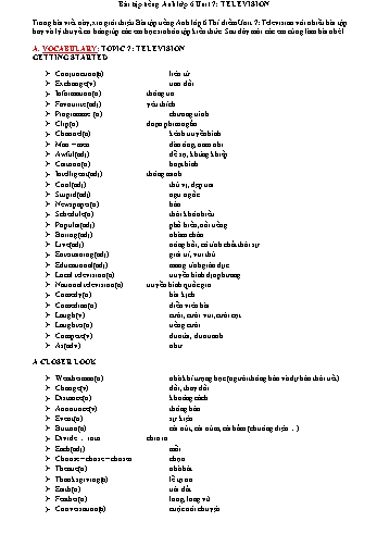 Bài tập Tiếng Anh Lớp 6 - Unit 7: Television