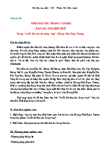 Chuyên đề Tính dân tộc trong văn học bản săc tâm hồn Huế trong Ai đã đặt tên cho dòng sông