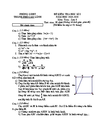 Đề chính thức kiểm tra học kì 1 Toán Lớp 8 - Phòng GD&ĐT Cao Lãnh (Có hướng dẫn chấm)