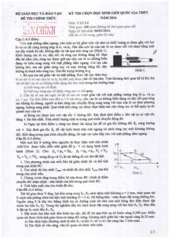 Đề thi chọn học sinh giỏi Quốc gia THPT môn Vật lí