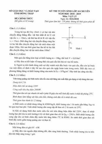 Đề thi tuyển sinh Lớp 10 chuyên môn Vật lí - Sở GD&ĐT Đồng Tháp (Có đáp án)