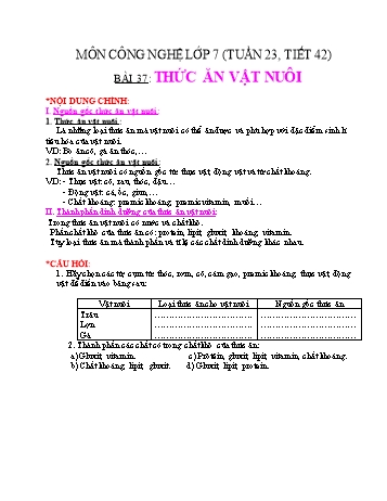 Giáo án Công nghệ Lớp 7 - Tuần 23