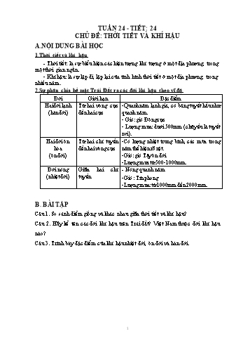 Giáo án Địa lí Lớp 6 - Tuần 24