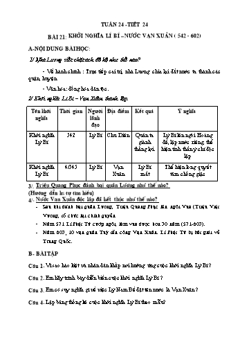 Giáo án Lịch sử Lớp 6 - Tuần 24