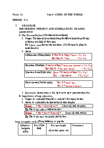 Giáo án Tiếng Anh Lớp 6 - Tuần 24