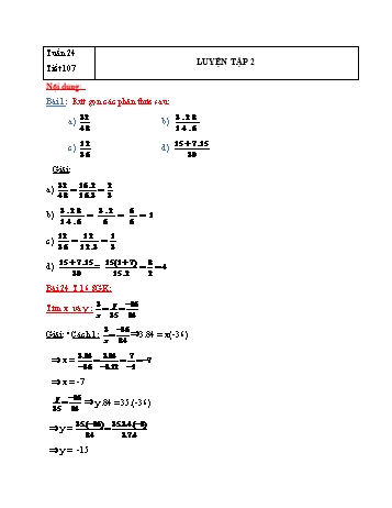 Giáo án Toán Lớp 6 - Tuần 24