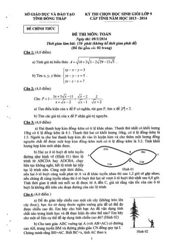 Kỳ thi chọn học sinh giỏi Lớp 9 cấp tỉnh môn Toán - Sở GD&ĐT Đồng Tháp (Có hướng dẫn chấm)