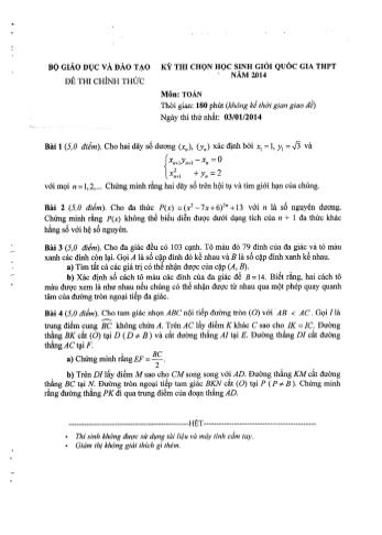 Kỳ thi chọn học sinh giỏi Quốc gia THPT môn Toán