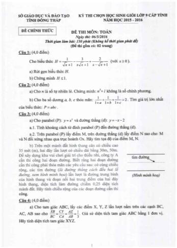 Kỳ thi chọn học sinh giỏi THCS cấp tỉnh môn Toán Lớp 9 - Sở GD&ĐT Đồng Tháp (Có hướng dẫn chấm)