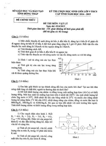 Kỳ thi chọn học sinh giỏi THCS cấp tỉnh Vật lí Lớp 9 - Sở GD&ĐT Đồng Tháp (Có hướng dẫn chấm)