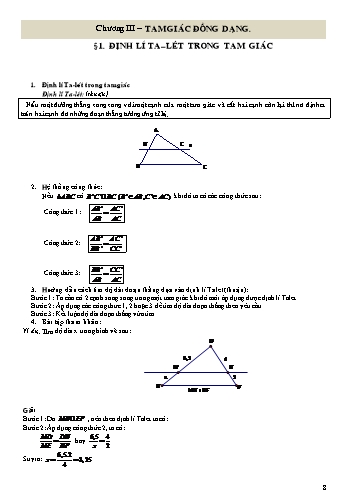 Ôn tập Hình học Lớp 8 - Chương 3: Tam giác đồng dạng