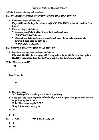 Ôn tập học kì 2 Hóa học Lớp 9