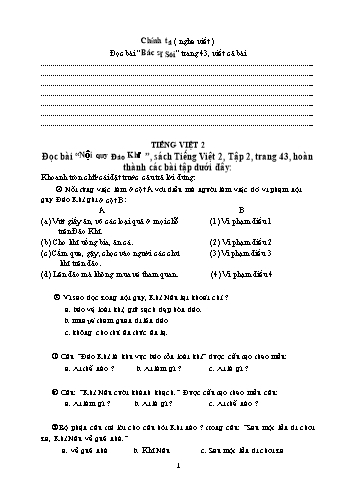 Ôn tập Tiếng Việt Khối 2