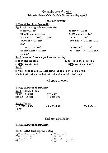 Ôn tập Toán Lớp 3 - Đề số 5