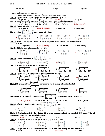 Đề kiểm tra Đại số Lớp 9 - Chương 3