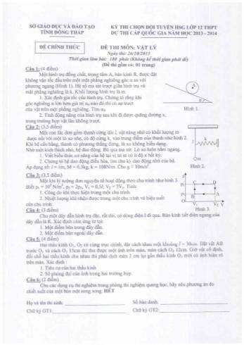 Kỳ thi chọn học sinh giỏi cấp tỉnh Lớp 12 THPT môn Vật lí (Vòng 2) - Sở GD&ĐT Đồng Tháp (Có hướng dẫn chấm)