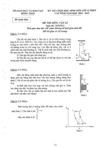 Kỳ thi chọn học sinh giỏi Lớp 12 THPT cấp tỉnh môn Vật lí (Vòng 1) - Sở GD&ĐT Đồng Tháp (Có hướng dẫn chấm)