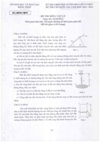 Kỳ thi chọn học sinh giỏi Lớp 12 THPT cấp tỉnh môn Vật lí (Vòng 2) - Sở GD&ĐT Đồng Tháp (Có hướng dẫn chấm)