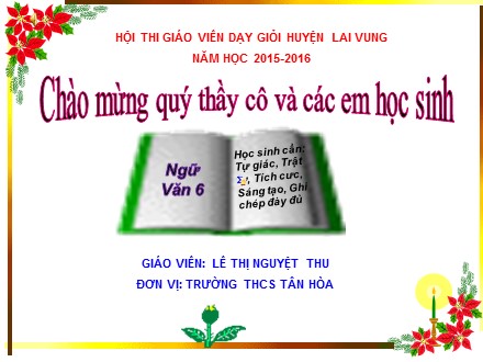 Bài giảng Ngữ văn Lớp 6 - Tiết 45: Cụm danh từ - Lê Thị Nguyệt Thu