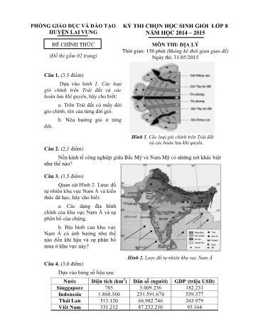 Kỳ thi chọn học sinh giỏi Lớp 8 môn Địa lí - Phòng GD&ĐT Lai Vung (Có hướng dẫn chấm)