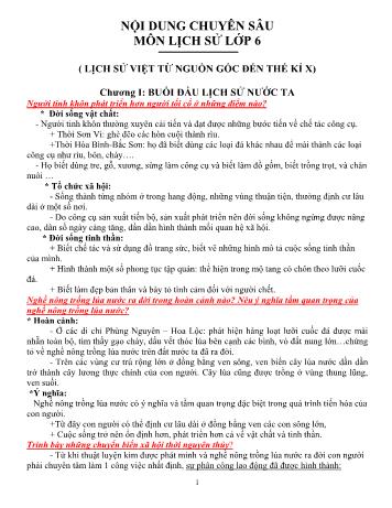 Nội dung chuyên sâu Lịch sử Lớp 6 (Lịch sử Việt từ nguồn gốc đến thế kỉ X)