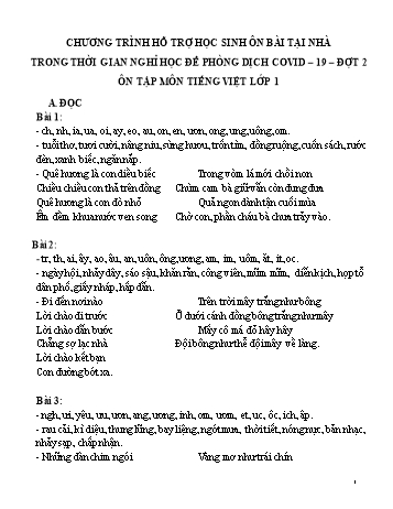 Ôn tập thời gian nghỉ dịch Tiếng Việt Lớp 1 (Đợt 2) - Trường Tiểu học Thường Thới Hậu A