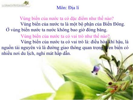 Bài giảng Địa lí Lớp 5 - Bài 6: Đất và rừng - Trường Tiểu học Phan Đình Giót