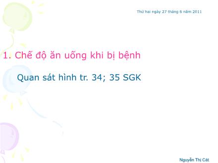 Bài giảng Khoa học Lớp 4 - Ăn uống khi bị bệnh - Trường Tiểu học Phan Đình Giót