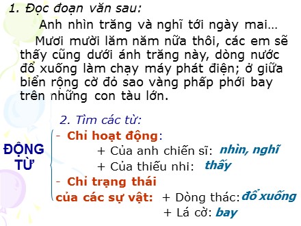 Bài giảng Luyện từ và câu Lớp 4 - Động từ - Trường Tiểu học Phan Đình Giót