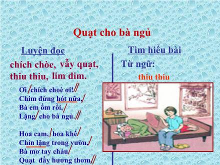 Bài giảng Tập đọc Lớp 3 - Tuần 3: Quạt cho bà ngủ - Trường Tiểu học Phan Đình Giót