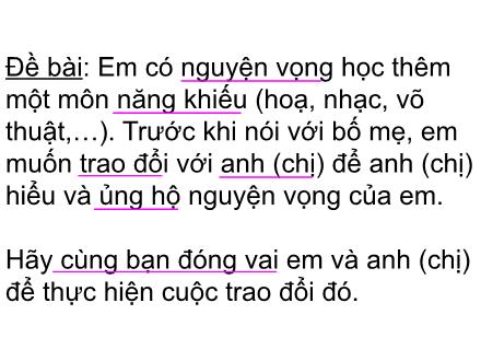 Bài giảng Tập làm văn Lớp 4 - Luyện tập trao đổi ý kiến với người thân - Trường Tiểu học Phan Đình Giót