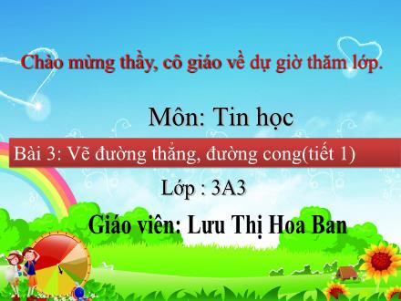 Bài giảng Tin học Lớp 3 - Chủ đề 2: Em tập vẽ - Bài 3: Vẽ đường thẳng, đường cong (Tiết 1) - Lưu Thị Hoa Ban