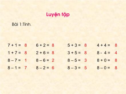 Bài giảng Toán Lớp 1 - Luyện tập (Trang 75) - Trường Tiểu học Phan Đình Giót