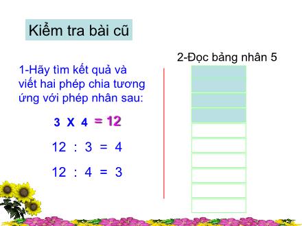 Bài giảng Toán Lớp 2 - Bảng chia 5 - Trường Tiểu học Phan Đình Giót