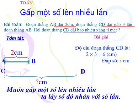 Bài giảng Toán Lớp 3 - Gấp một số lên nhiều lần - Trường Tiểu học Phan Đình Giót