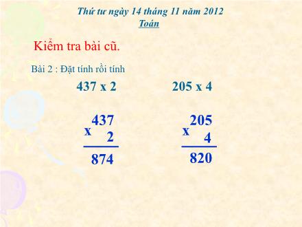 Bài giảng Toán Lớp 3 - Tuần 12: Luyện tập - Trường Tiểu học Phan Đình Giót