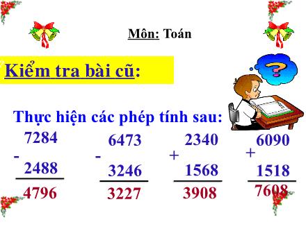 Bài giảng Toán Lớp 3 - Tuần 21: Luyện tập chung - Trường Tiểu học Phan Đình Giót