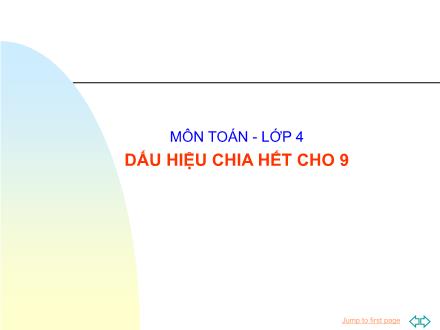 Bài giảng Toán Lớp 4 - Dấu hiệu chia hết cho 9 - Trường Tiểu học Phan Đình Giót