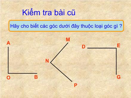 Bài giảng Toán Lớp 4 - Góc nhọn, góc tù, góc bẹt - Trường Tiểu học Phan Đình Giót