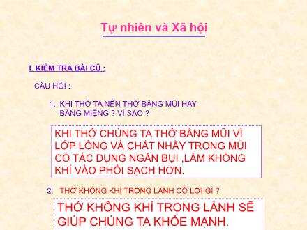 Bài giảng Tự nhiên và Xã hội Lớp 3 - Bài 3: Vệ sinh hô hấp - Trường Tiểu học Phan Đình Giót