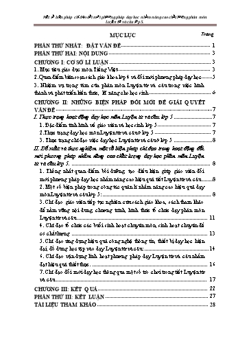 SKKN Một số biện pháp chỉ đạo đổi mới phương pháp dạy học nhắm nâng cao chất lượng phân môn Luyện từ và câu Lớp 5