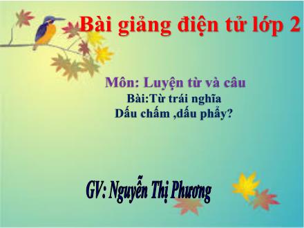 Bài giảng Luyện từ và câu Lớp 2 - Từ trái nghĩa. Dấu chấm, dấu phẩy - Nguyễn Thị Phương