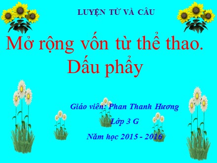 Bài giảng Luyện từ và câu Lớp 3 - Mở rộng vốn từ thể thao. Dấu phẩy - Phan Thanh Hương