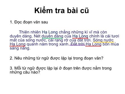 Bài giảng Luyện từ và câu Lớp 5 - Liên kết câu trong bài bằng cách lặp từ ngữ - Trường Tiểu học Phan Đình Giót