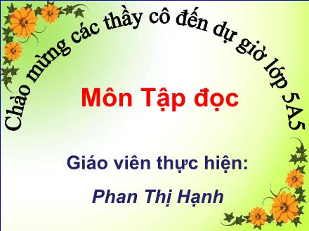 Bài giảng Tập đọc Lớp 5 - Một vụ đắm tàu - Phan Thị Hạnh