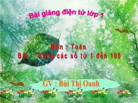 Bài giảng Toán Lớp 1 - Bảng các số từ 1 đến 100 - Bùi Thị Oanh