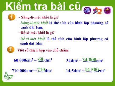 Bài giảng Toán Lớp 5 - Mét khối - Trường Tiểu học Phan Đình Giót