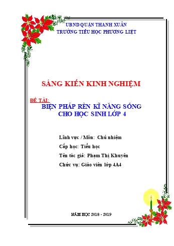 Sáng kiến kinh nghiệm Biện pháp rèn kĩ năng sống cho học sinh Lớp 4 - Phạm Thị Khuyên