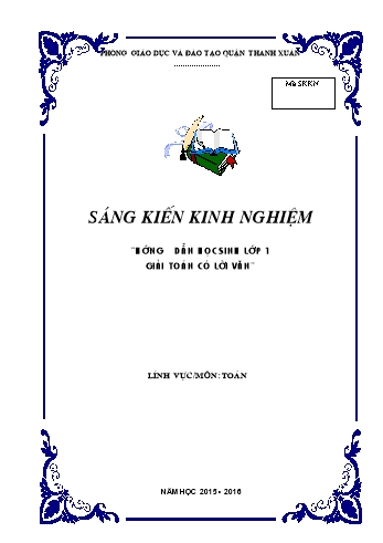 Sáng kiến kinh nghiệm Hướng dẫn học sinh Lớp 1 giải toán có lời văn