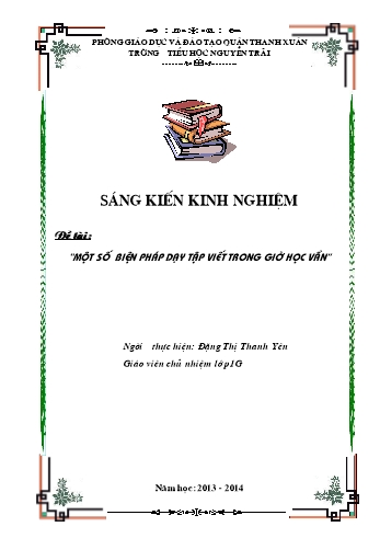 Sáng kiến kinh nghiệm Một số biện pháp dạy tập viết trong giờ Học vần - Đặng Thị Thanh Yên